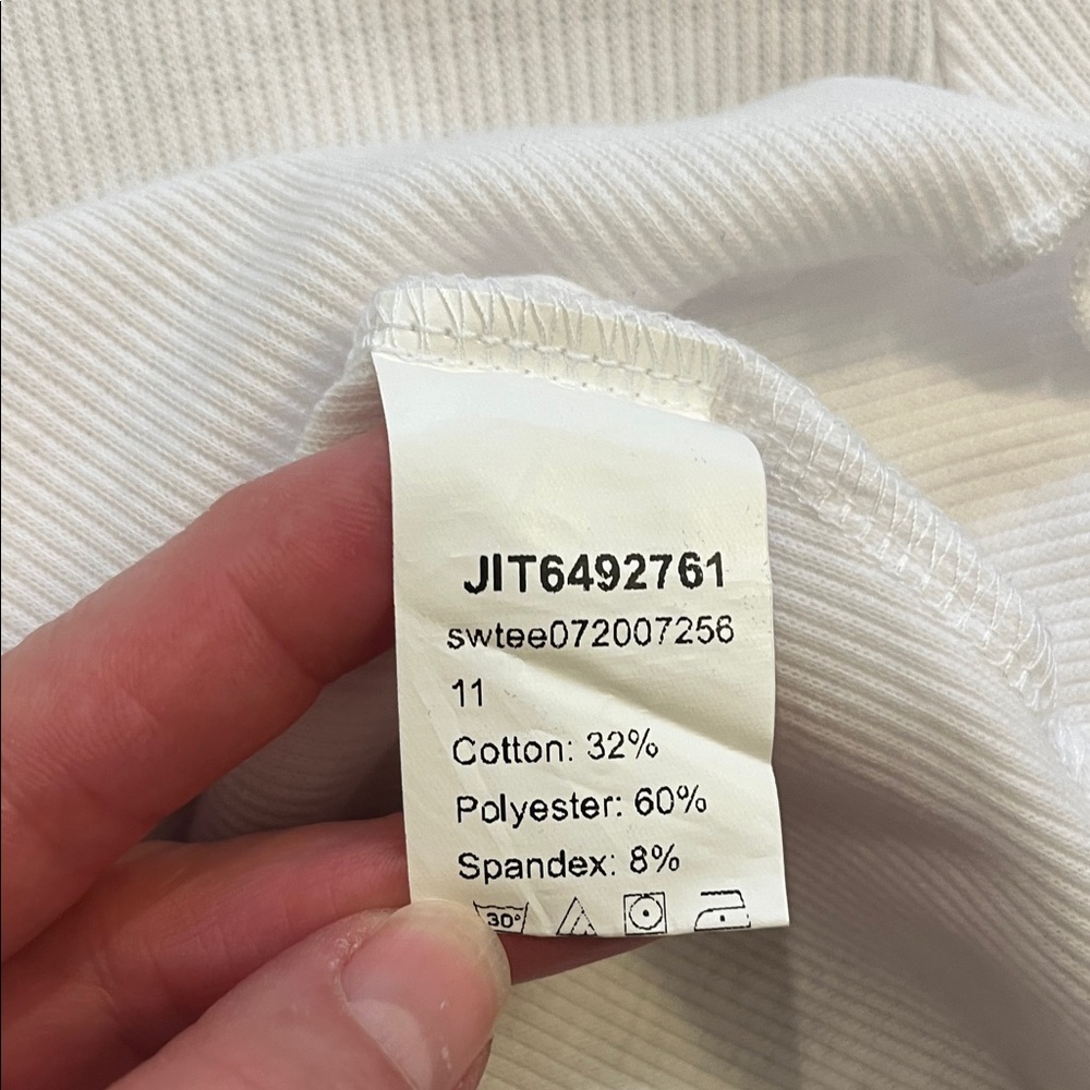 SHEIN White Long Sleeve Crop Polo Top-sz 6 - Picture 4 of 5